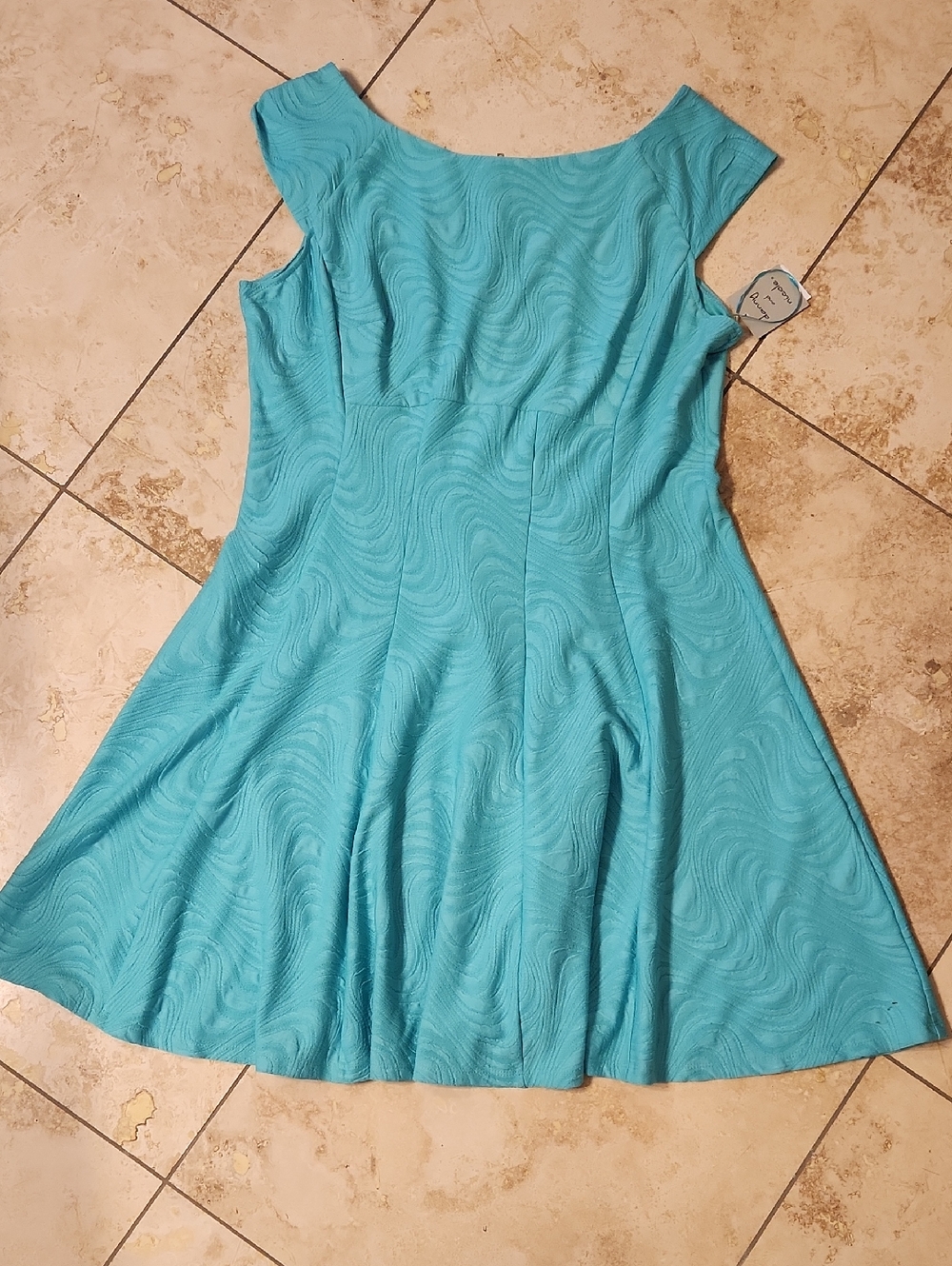 Danny & Nicole Turquoise Fit-and-Flare Midi Dress